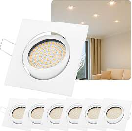 6x LED Einbaustrahler Weiß Eckig 230V Flach