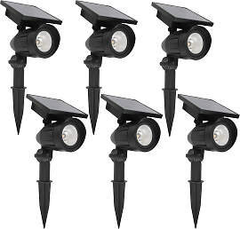 6x LED Solar Gartenspot Schwarz