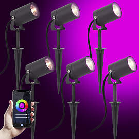 6x Stark Gartenspot Anthrazit mit Smart Color LED