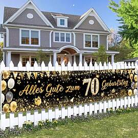 70. Geburtstag Deko Banner Schwarz Gold - Alles