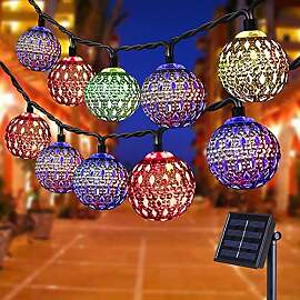7M Kugel Led Lichterkette Solar Außen,