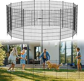 7 Stück Gartenzaun mit Tür, 100 cm hoch x 4,5 m