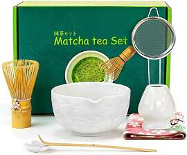 7 Stück Matcha Set, Keramik Rührschüssel mit