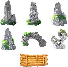 7 Stück Miniatur Berge Deko, Steingarten