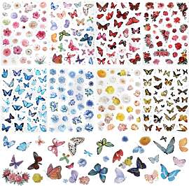 8 Blätter Sticker Blumen und Schmetterlinge, 280