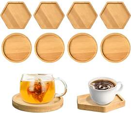 8er Set Bambus Untersetzer, Mosaik Untersetzer 4