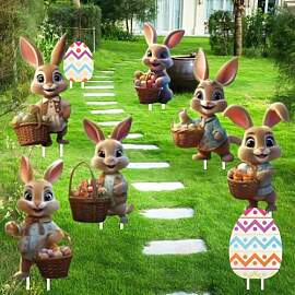 8PCS Osterhasen Gartenstecker, Osterdeko für