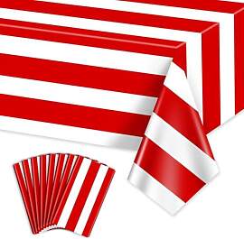 8 Pcs Vertikale Tischdecken, rot-weiß gestreift,
