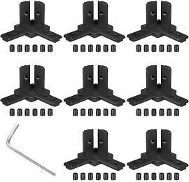 8 Stück Aluprofil 30x30 Schwarz, 3-Wege Eckwinkel 