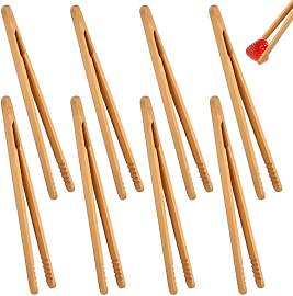 8 Stück Bambus Zange, 18cm Bambus-Toastzange,