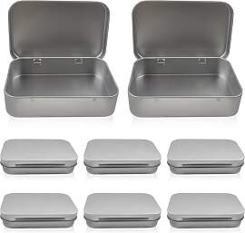 8 Stücke Metalldöschen Klein, Silber Metalldosen 