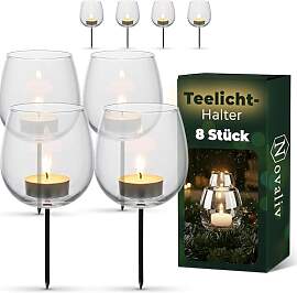 8X Teelichthalter Glas für Adventskranz 6cm