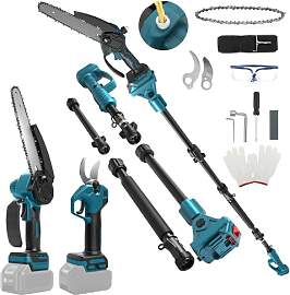 8 Zoll Mini Kettensäge mit Teleskopstange &
