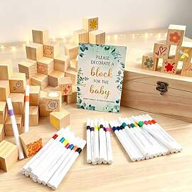 90 Stück Babyparty Spiele Set mit 52 Holzblöcken 