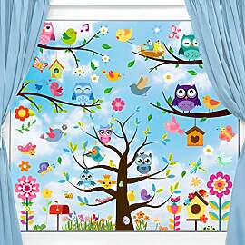9 Blätter Fensterbilder, Frühling Fenstersticker 