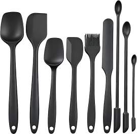 9PCS Silikon Spatel Set, Schwarz, Silikon
