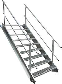 9 Stufen Stahltreppe mit beidseitigem