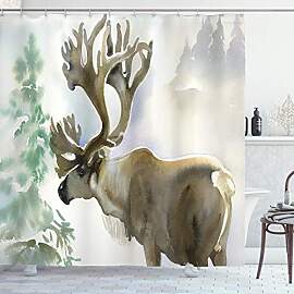 ABAKUHAUS Hirsch Duschvorhang, Winter Forest Farbe 