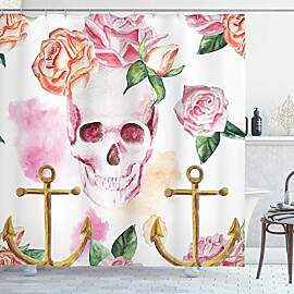 ABAKUHAUS Schädel Duschvorhang, Anchor Rosen