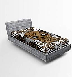 ABAKUHAUS Tätowieren Spannbetttuch, Schädel und