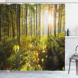 ABAKUHAUS Wald Duschvorhang, Sonnenstrahlen Woods