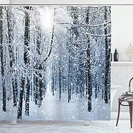 ABAKUHAUS Winter Duschvorhang, Schnee bedeckter