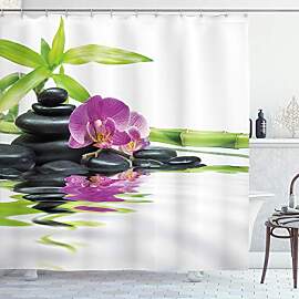 ABAKUHAUS Zen Motiv Duschvorhang, Purple Orchid
