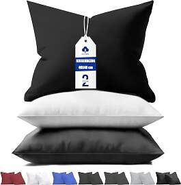 aboveBED Kissenbezug 40x40 (2er-Set), Schwarz,