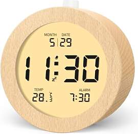 aboveClock Digitaler Wecker, Holz Nachttisch