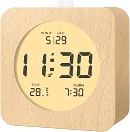 aboveClock Digitaler Wecker, Holz Nachttisch