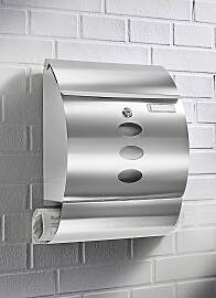 Abschließbarer Edelstahl-Briefkasten, Silber,