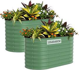Acekool 2PCS Hochbeet Metall 120x60x60CM—oval,