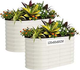Acekool 2PCS Hochbeet Metall 120x60x60CM—oval,