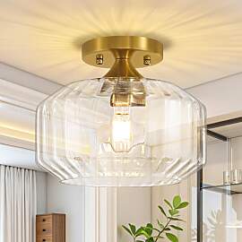 Actask Glas Deckenleuchten Gold Ø25 cm, Modern