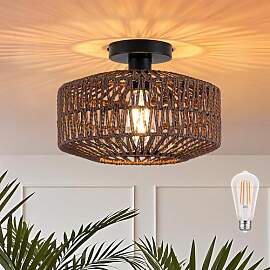 Adebime Boho Deckenleuchte Rund Ø30 cm Rattan