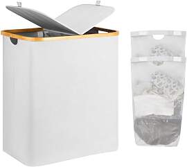 AdelDream 140L Wäschekorb mit Deckel 2 Fächer