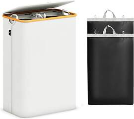 AdelDream 160L Wäschekorb mit Deckel 2 Fächer