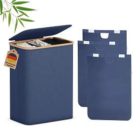 AdelDream 160L Wäschekorb mit Deckel 3 Fächer