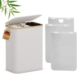 AdelDream 160L Wäschekorb mit Deckel 3 Fächer