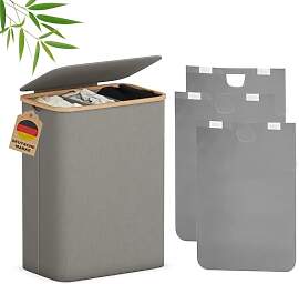 AdelDream 160L Wäschekorb mit Deckel 3 Fächer