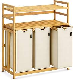 AdelDream Wäschekorb 150 l 3 Fächer 2 Regale