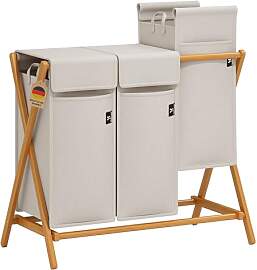 AdelDream Wäschekorb 3 Fächer 150L Bambus