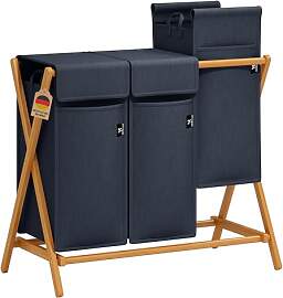 AdelDream Wäschekorb 3 Fächer 150L Bambus