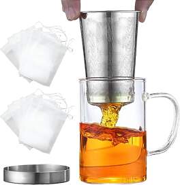 ADERTOS Teeglas mit Deckel und Sieb 500ml Glas