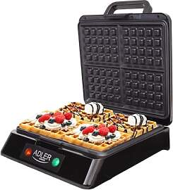 Adler Waffelmaschine 1300 W, schwarz, Mehrfarbig,