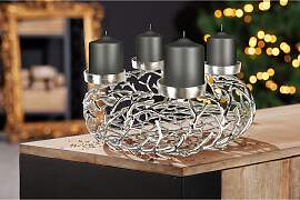 Adventskranz GILDE "Twigs", silber