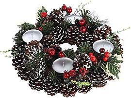 Adventskranz mit roten Beeren & Zapfen - tolle 