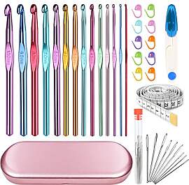 Aeelike 14 Stück Aluminium Häkelnadel Set,