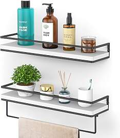 AFAjwsc Wandregal Holz Weiß, Schweberegal 2er Set 