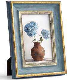 Afuly 10x15 Bilderrahmen Vintage Blau Gold